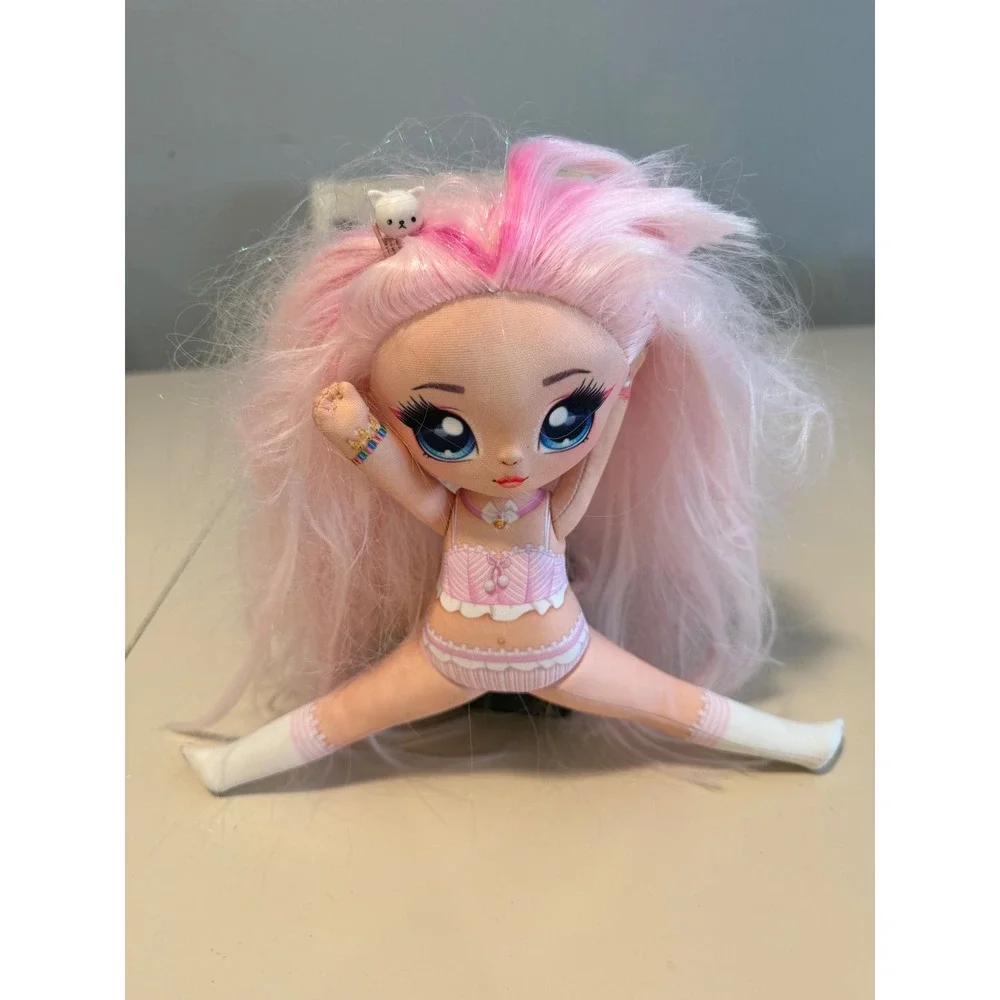 Na Na Na Surprise Soft Fashion Doll Pink Hair White Bear Clip 11 Inch MGA